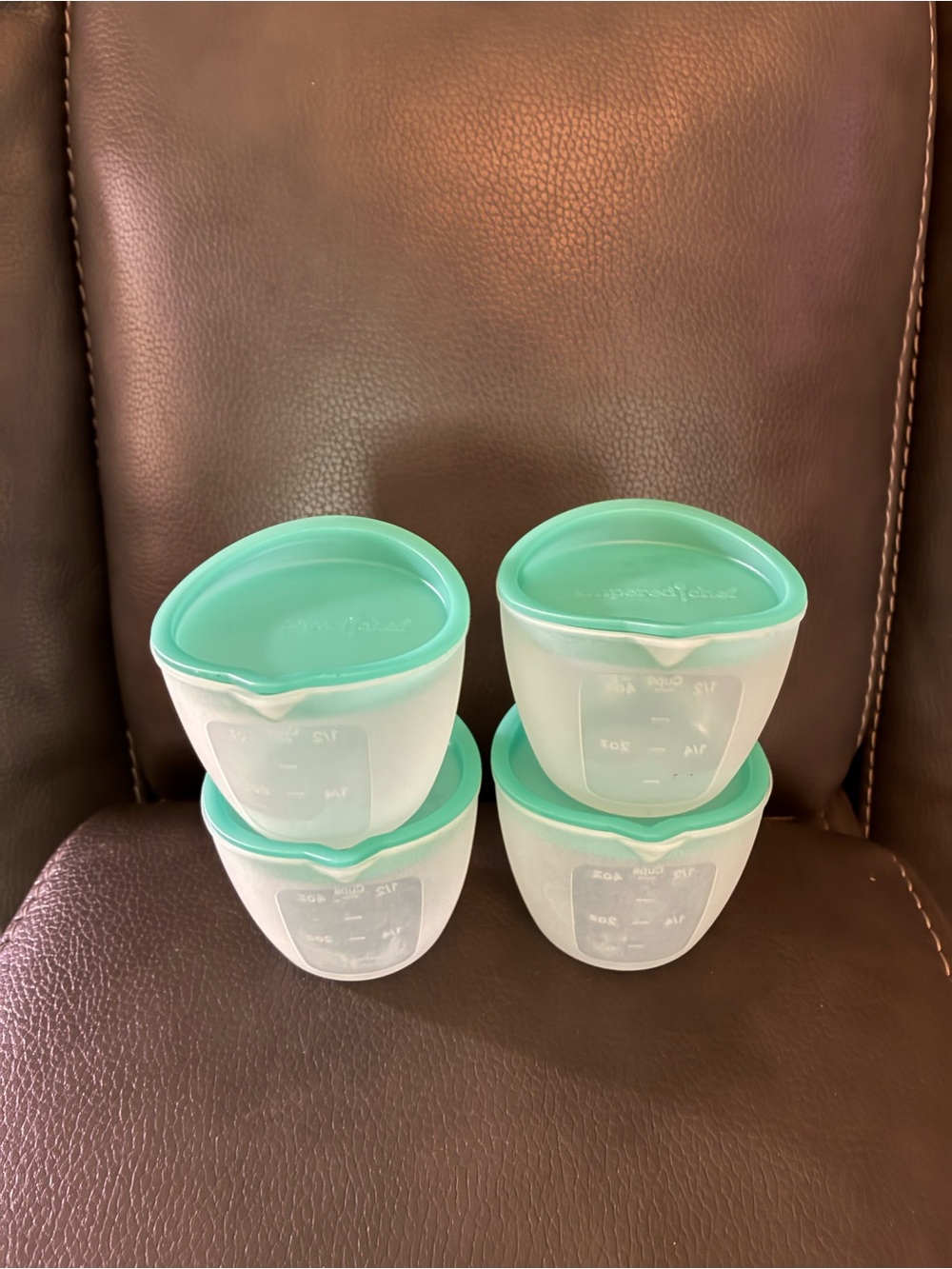 Set of 4 Reusable Pampered Chef Mini Silicone Freezer Bowls w/Lids